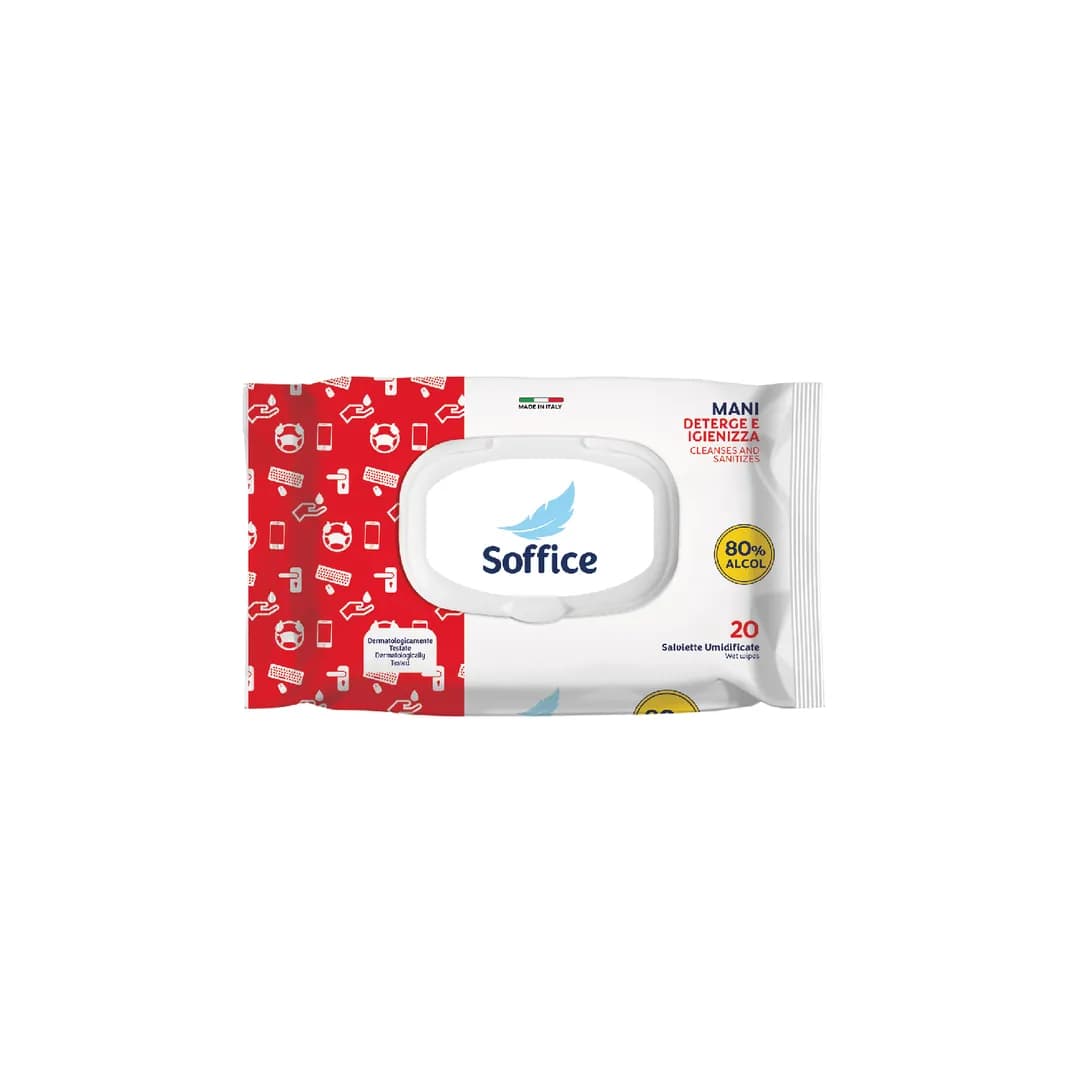SALVIETTE DETERGENTI IGIENIZZANTI MANI - 20 PZ