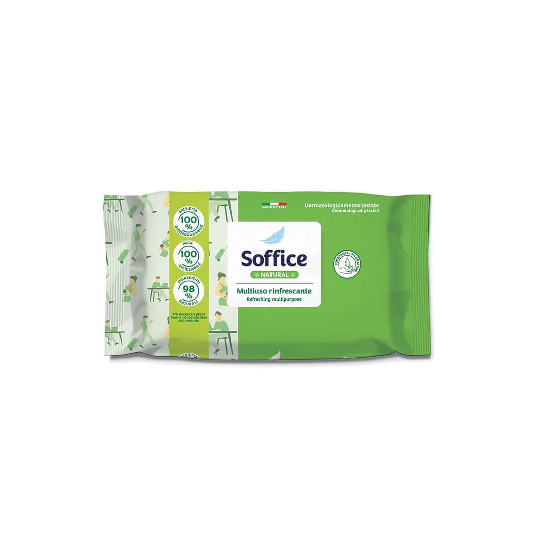 SALVIETTE UMIDIFICATE NATURAL - MULTIUSO RINFRESCANTE - 20 PZ